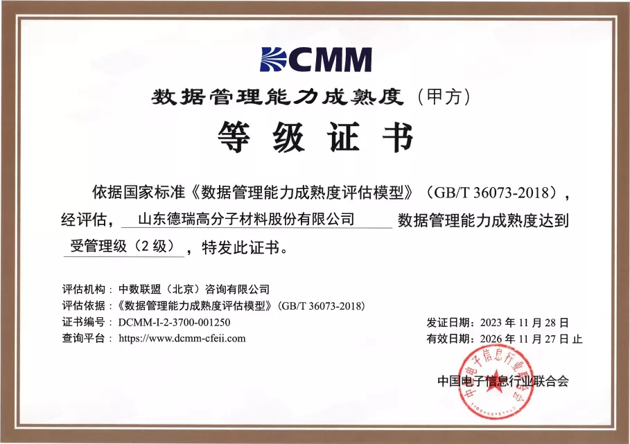 数据管理能力等级证书